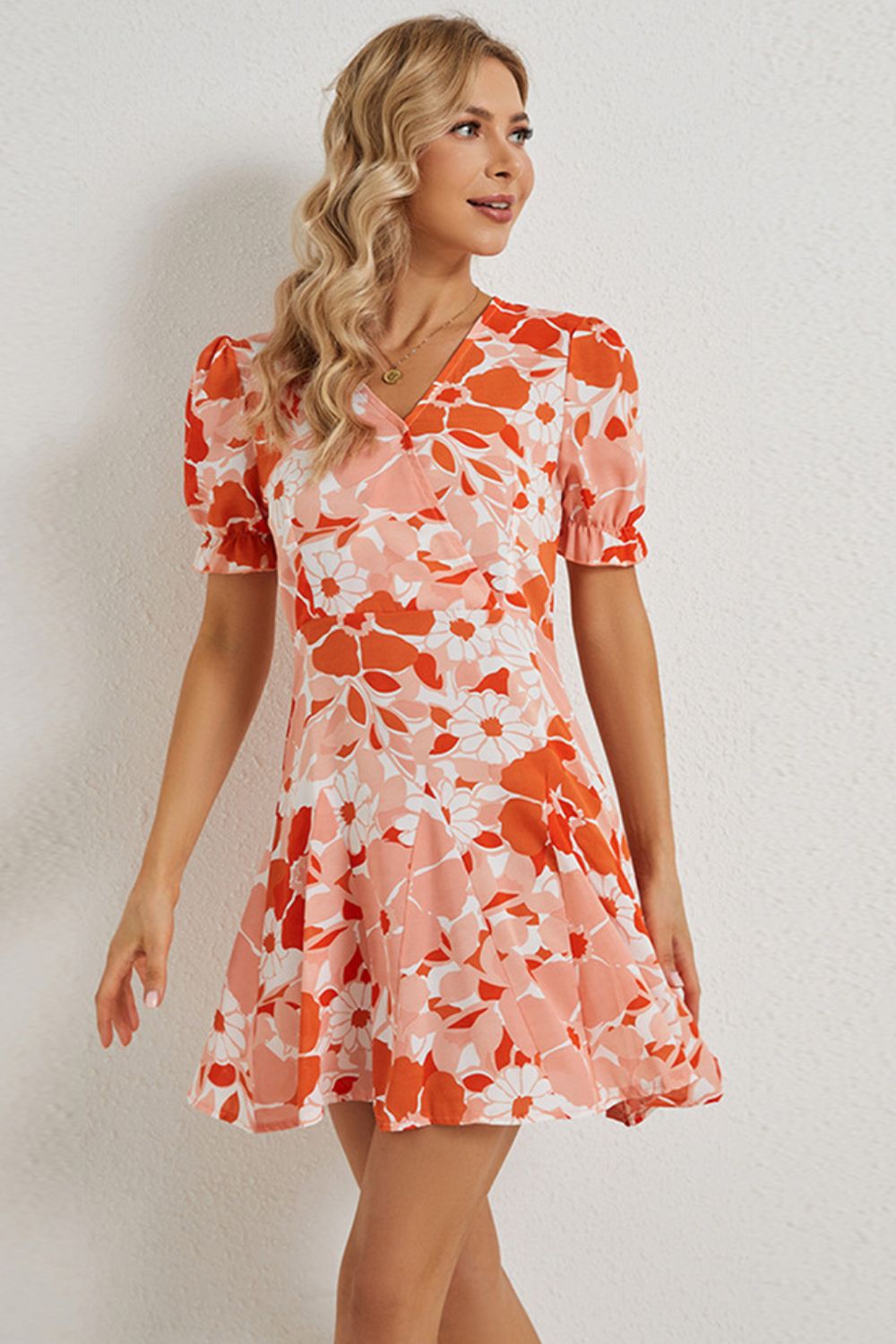 Floral Flounce Sleeve Summer Dress