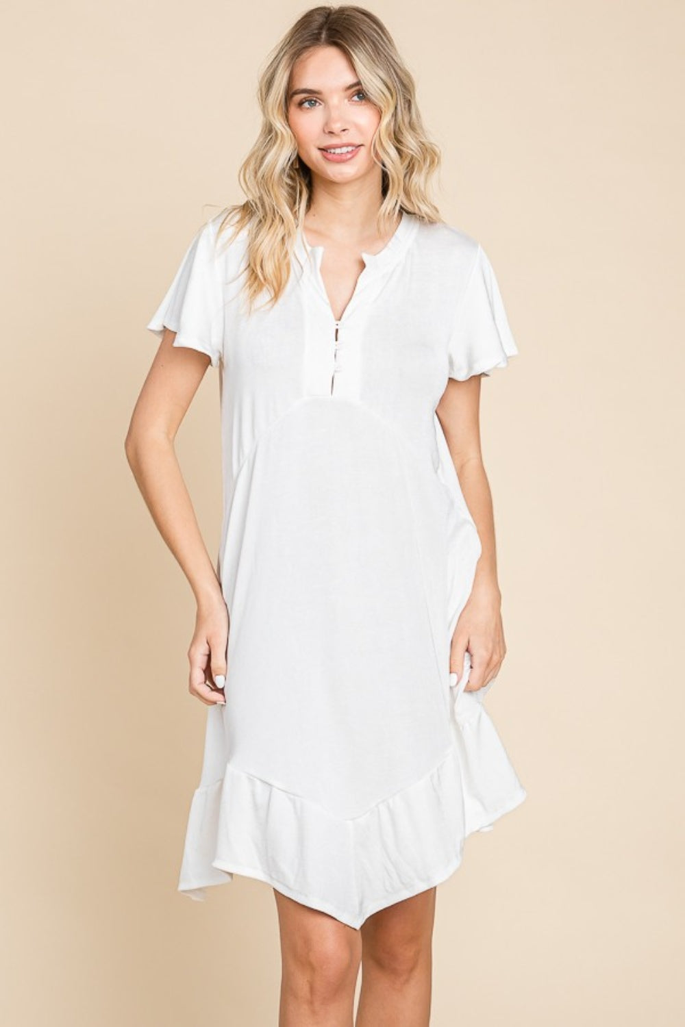 Full Size Short Sleeve Ruffled Dress