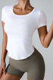 Cutout Round Neck Short Sleeve Yoga Top