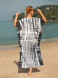 Tie-Dye V-Neck Half Sleeve Beach Maxi Dress