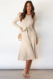 Long Sleeve Tie Waist Midi Sweater Dress