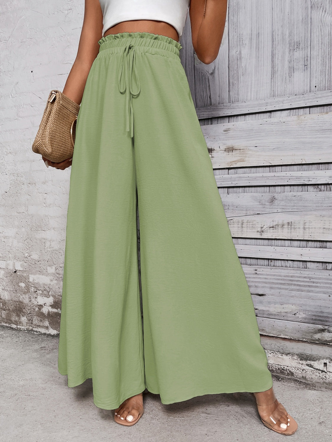 Resort Style High Waist Wide Leg Pants