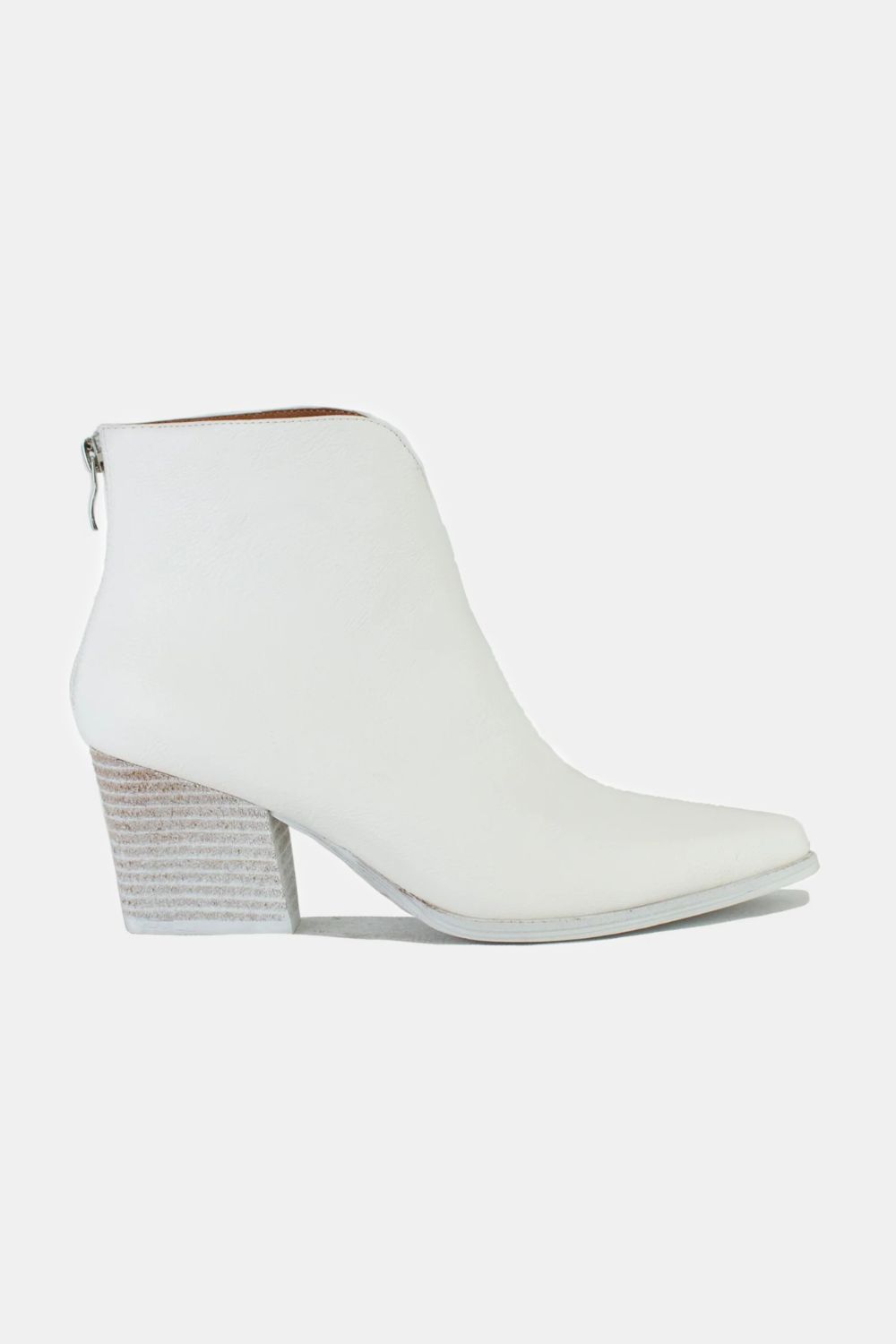 PU Leather Block Heel Boots with Back Zippers