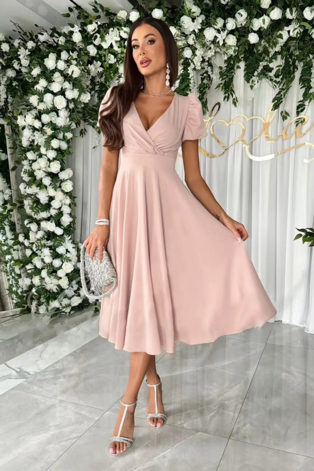 Puff Sleeve Midi Dress