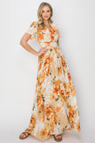 Floral Tie Back Summer Maxi Dress