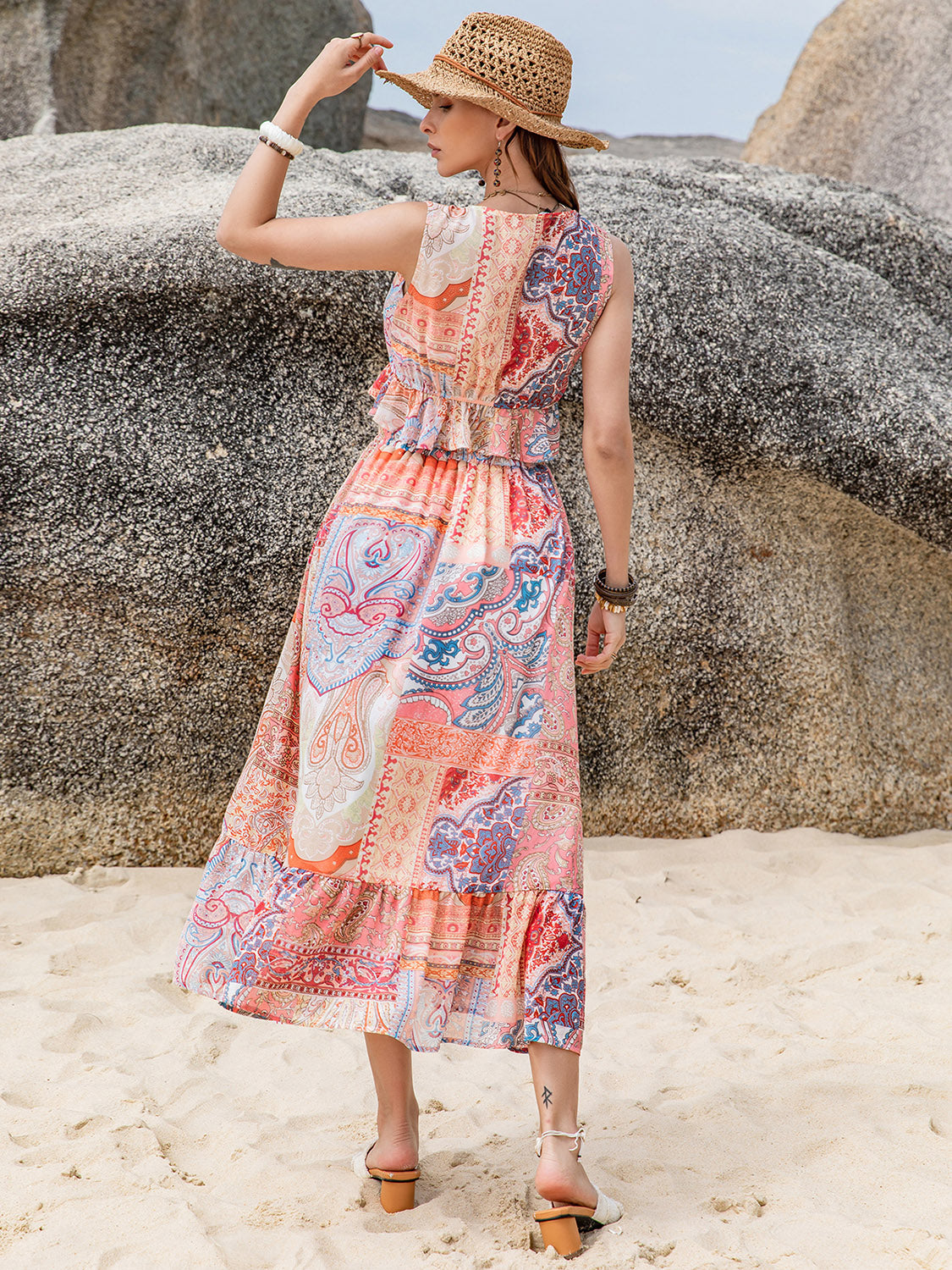 Boho Top and Midi Beach Skirt Set