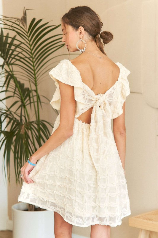 Tie Back Ruffle Sleeve Summer Mini Dress