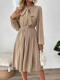 Work or Office Tie Neck Long Sleeve Midi Dress