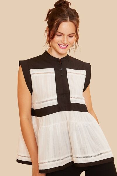 Peplum Button Detail Resort Blouse