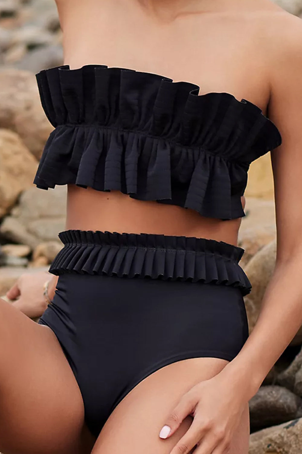 Ruffled Tie Back Two-Piece Resort Swim Set