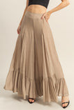 High-Waist Ruffle Flared Wide Leg Boho Beach Pants