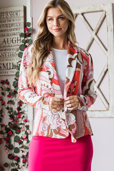 Full Size Floral Open Resort Blazer