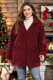 Plus Size Zip Up Long Sleeve Hooded Jacket