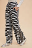 Drawstring Checkered Wide Leg Resort Pants