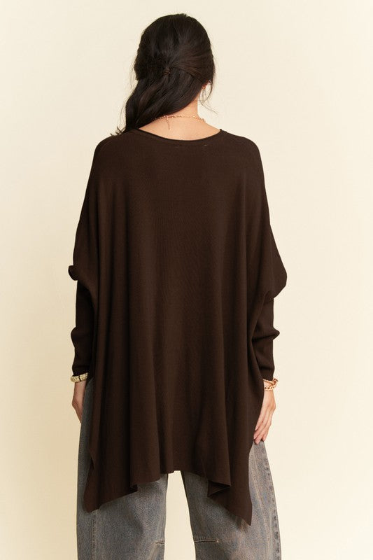 Side Slit Batwing Sleeve Top