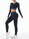 Sporty Long Sleeve Top and Leggings Active Set