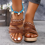 PU Leather Crisscross Wedge Sandals