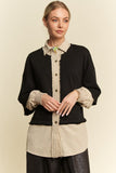 Faux Layered French Terry Contrast Top