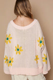 Big Floral Pattern Chenille Boho Sweater