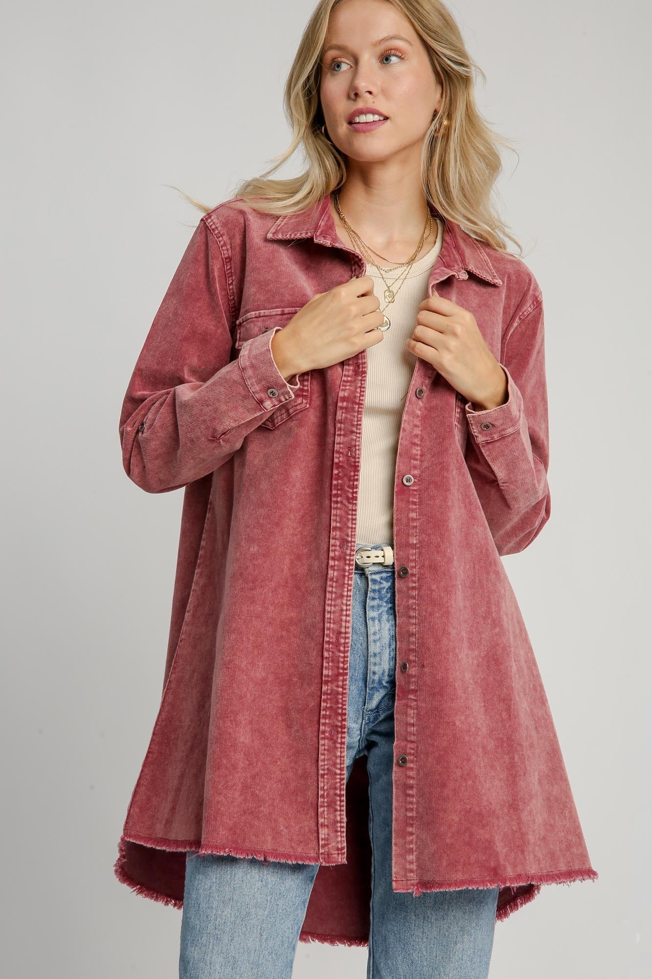 Button Down Denim Jacket with Chest Pockets