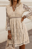 Lace V-Neck Three-Quarter Sleeve Boho Dress