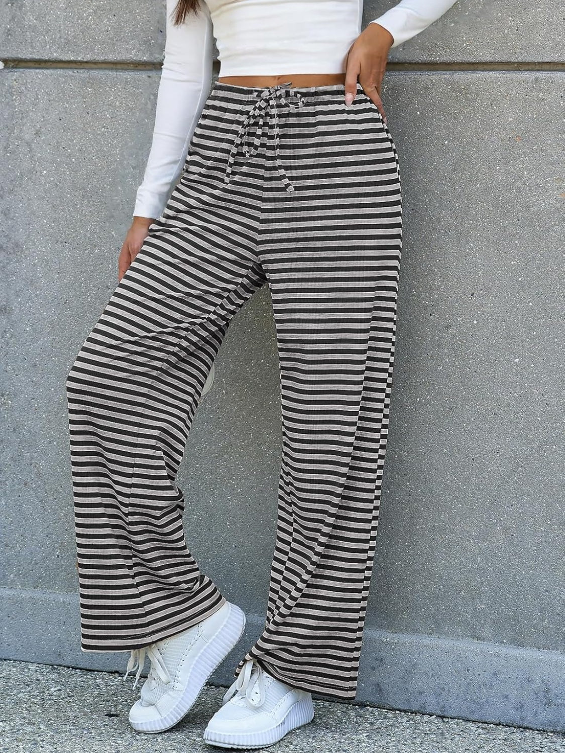 Striped Wide Leg Beach Pants