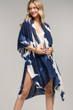 Ocean Bloom Kimono Wrap Navy Swim Cover