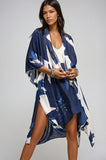 Ocean Bloom Kimono Wrap Navy Swim Cover