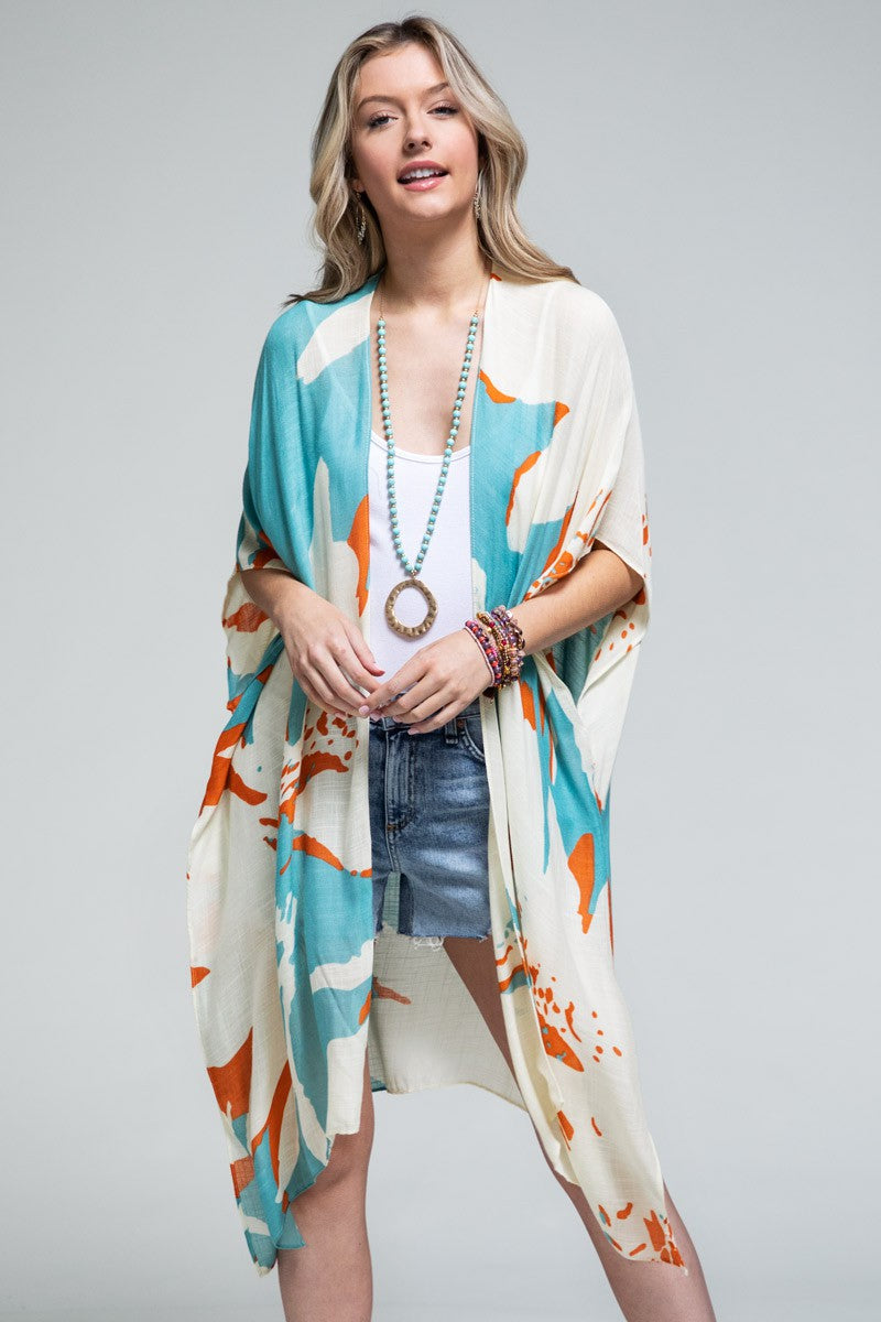 Ocean Bloom Kimono Wrap Resort Aquamarine