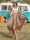 High Waist Handkerchief Hem Boho Skirt