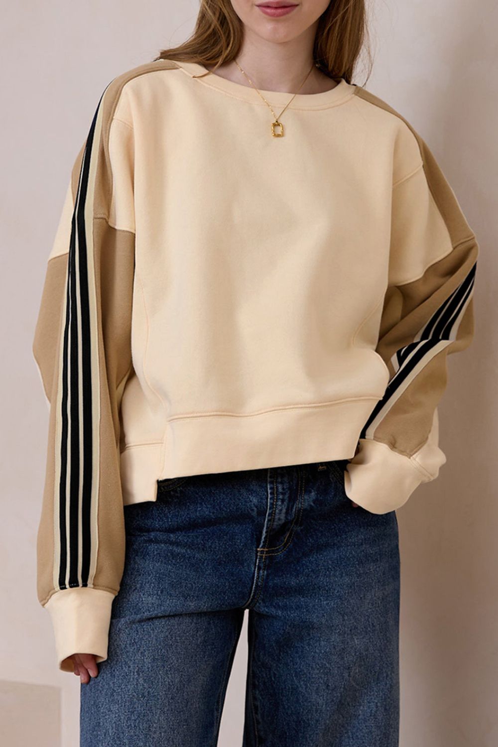 Beige Long Sleeve Sweatshirt