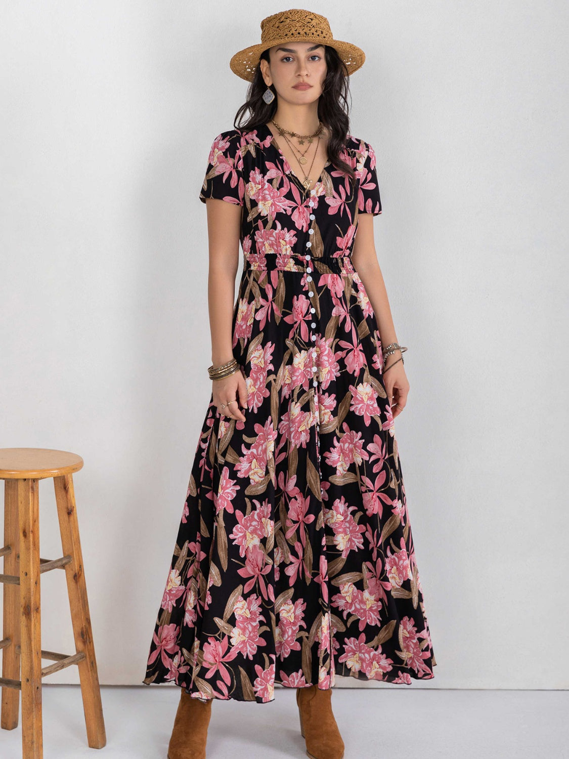 Long Floral Summer Vacation Dress