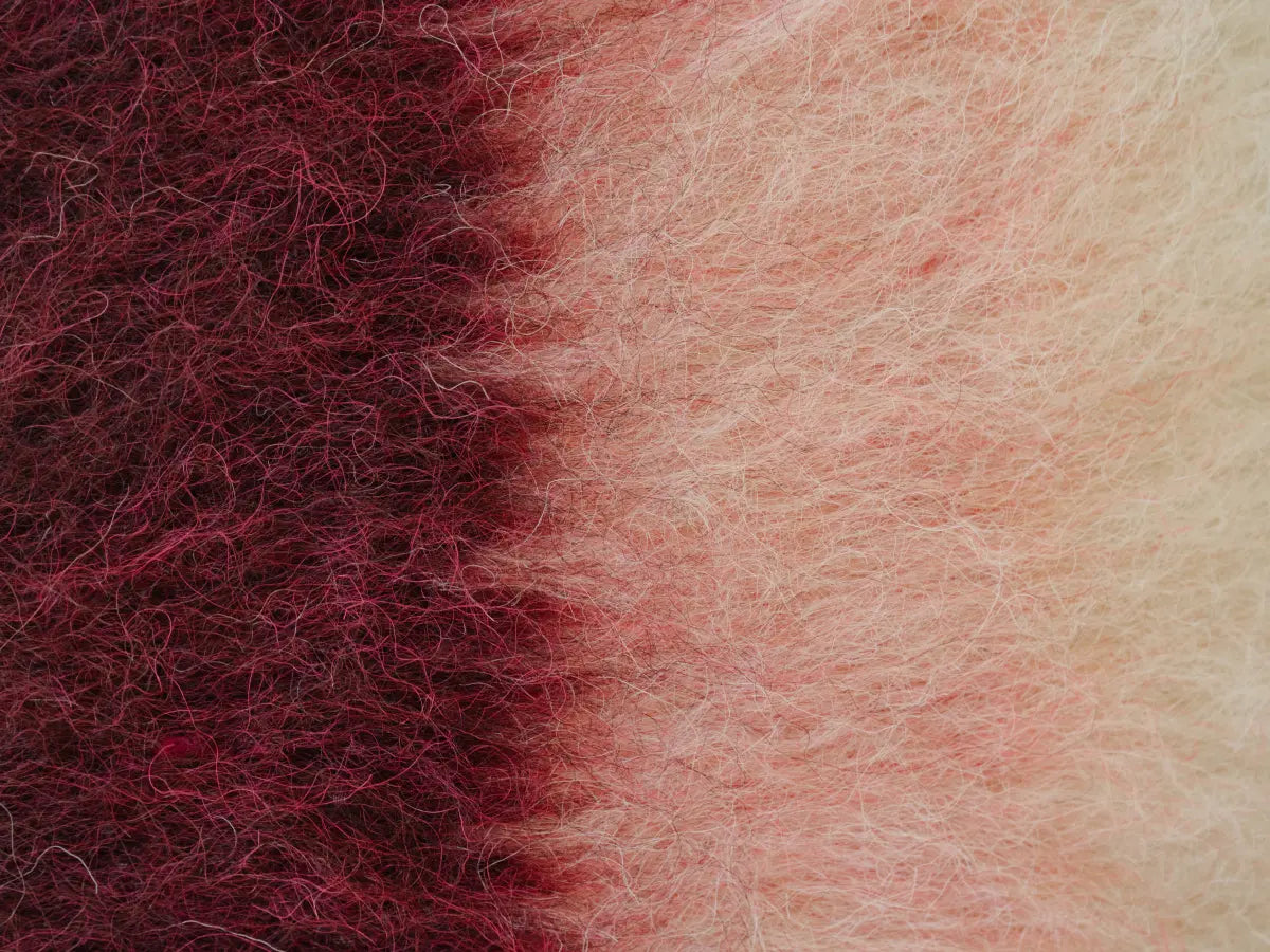 Burgundy, Pink and Cream Handwoven Wool Pillow – Brushed Texture