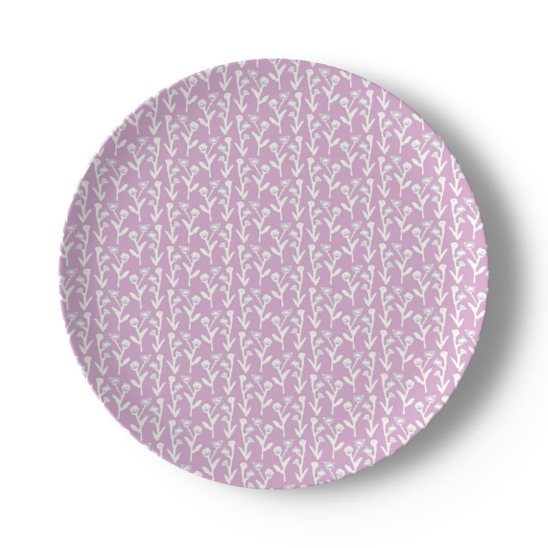 Handmade Set of Lilac Ivy Manor Bone China Plates (Set of 2, 4 or 8)