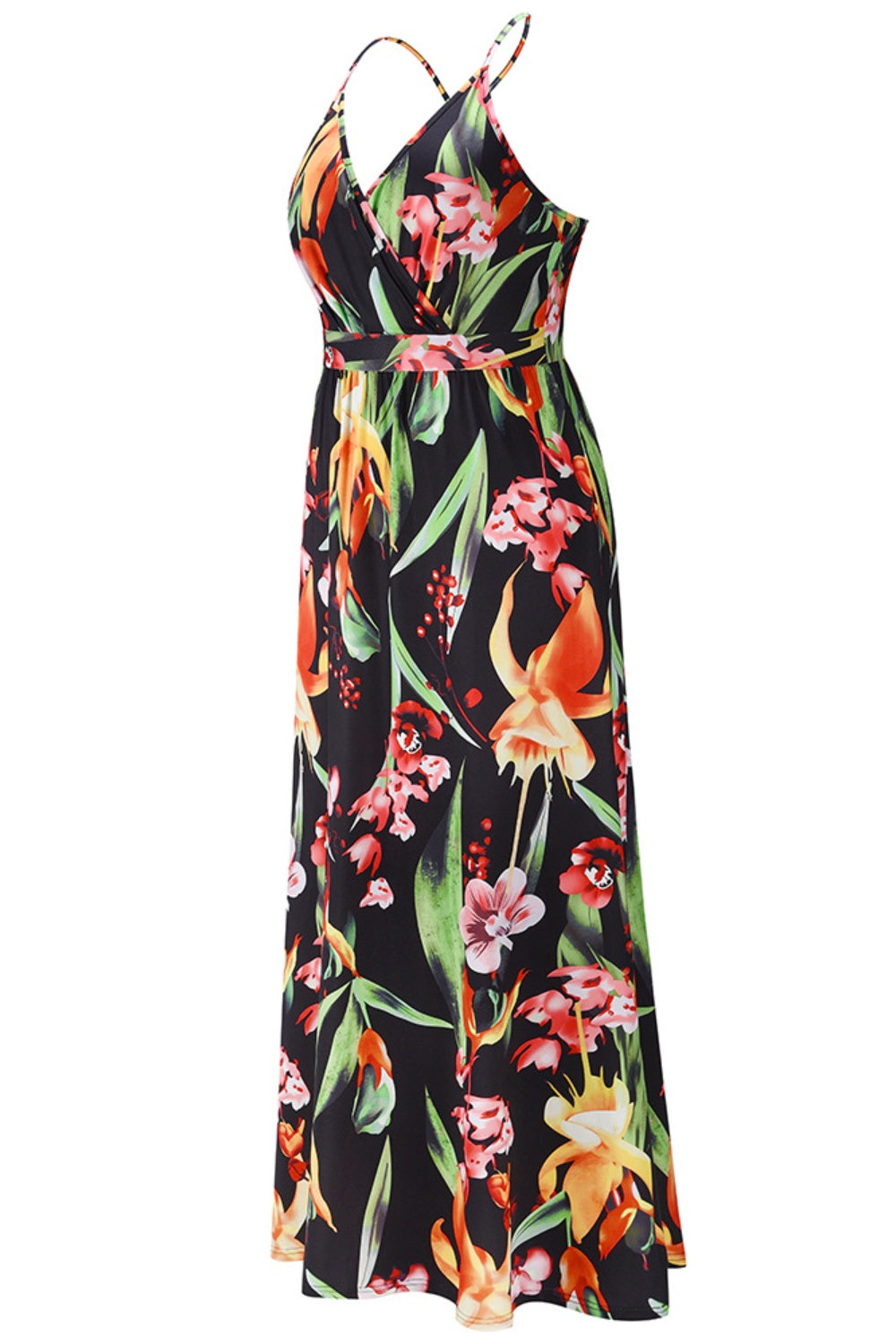 Crisscross Tropical Cami Maxi Dress