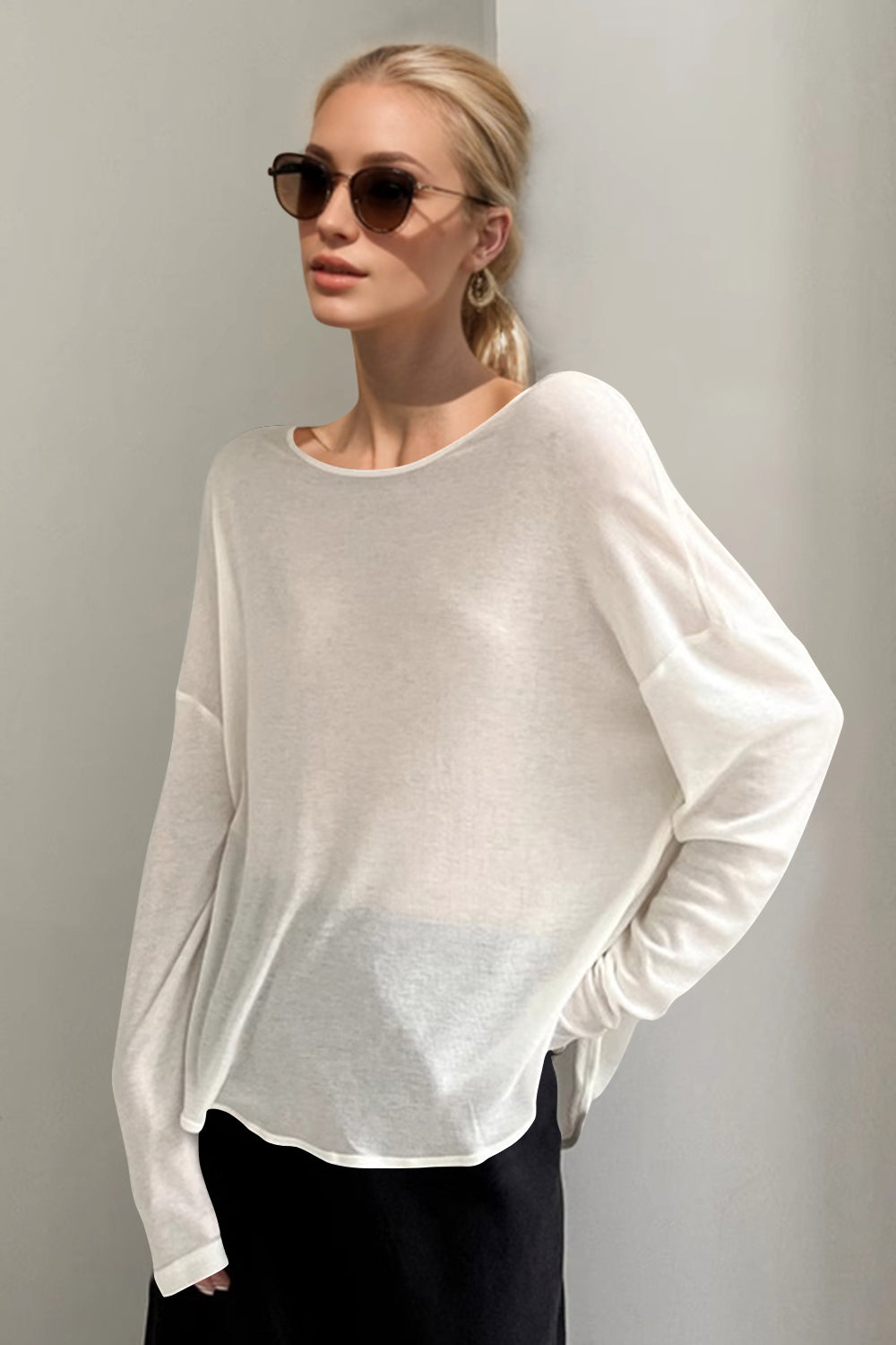 Silk Blend Long Sleeve T-Shirt