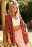 Open Front Beachy Boho Sweater Cardigan with Pockets