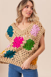 Granny Square Openwork Sweater Vest