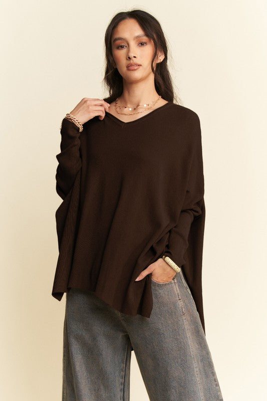 Side Slit Batwing Sleeve Top