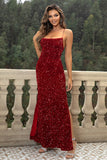 Sequin Backless Split Evening Gown