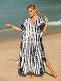 Tie-Dye V-Neck Half Sleeve Beach Maxi Dress