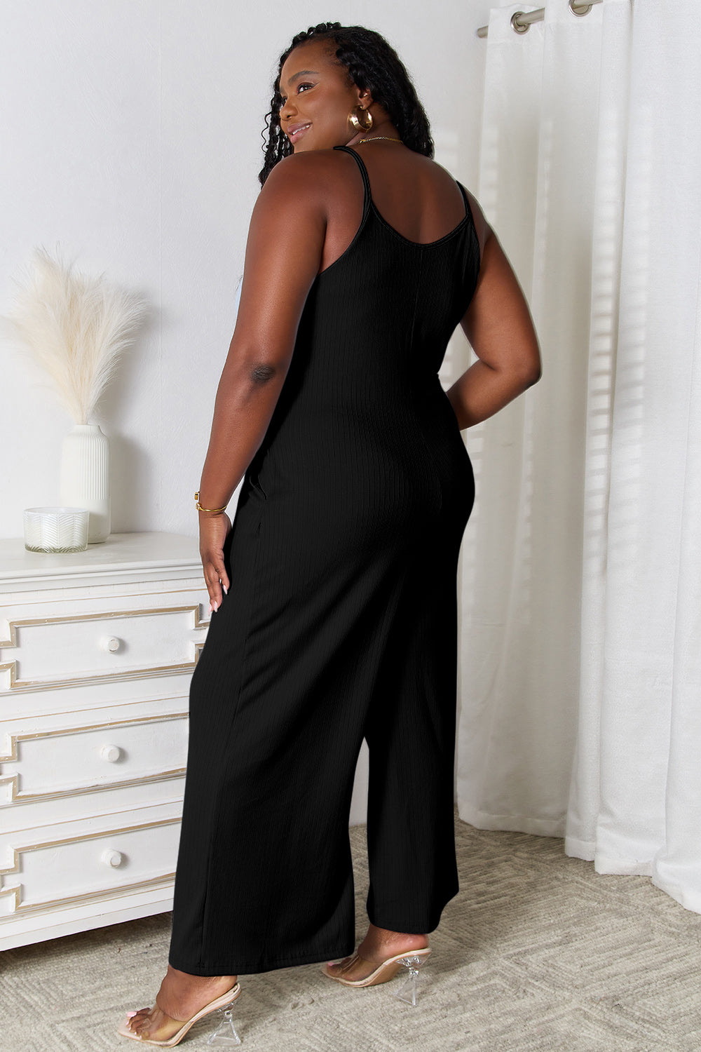 Plus Size Spaghetti Strap V-Neck Jumpsuit