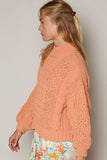 Mock Neck Tangerine Cable Knit Sweater