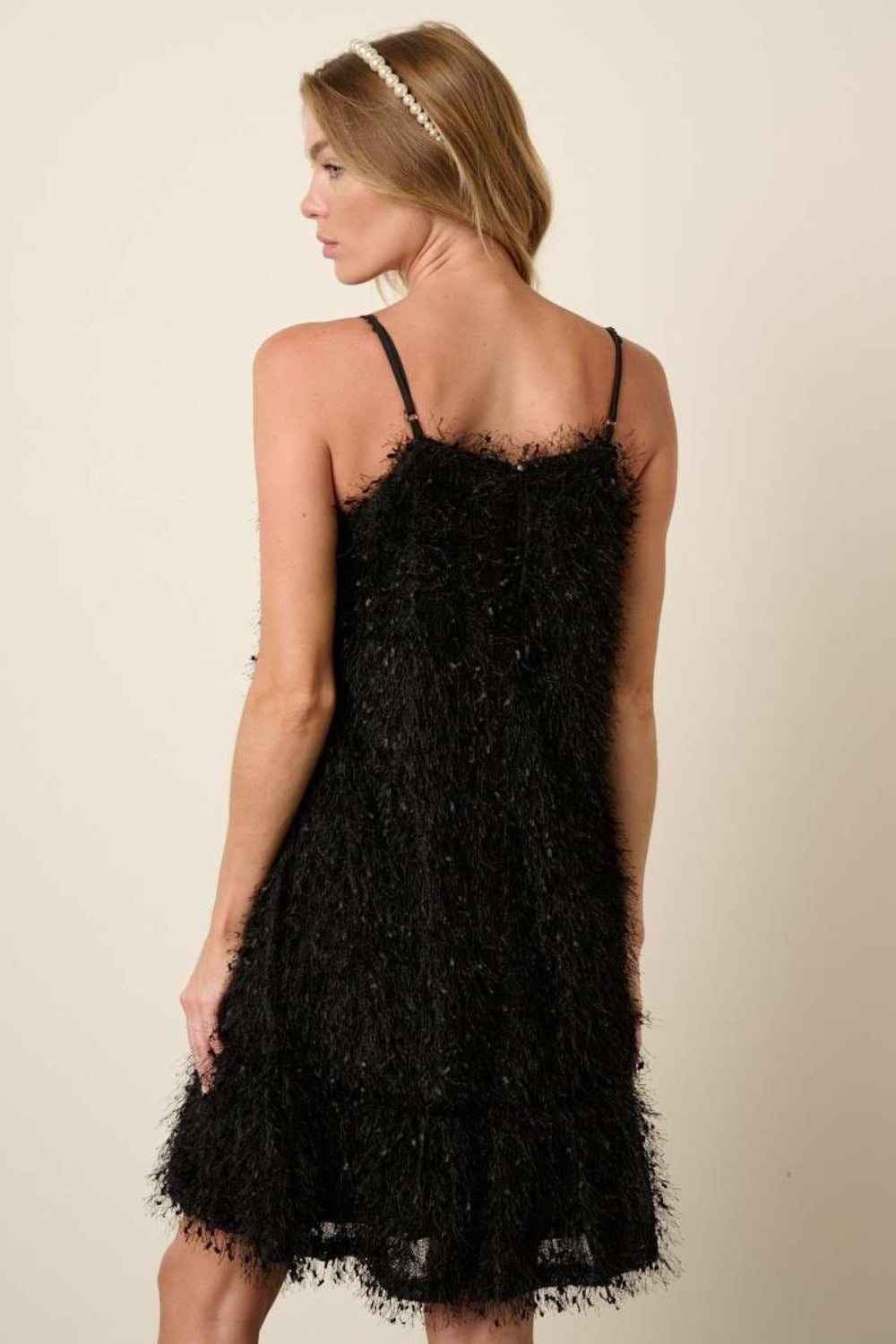 Feather Ruffle Hem Mini Cami Cocktail Dress