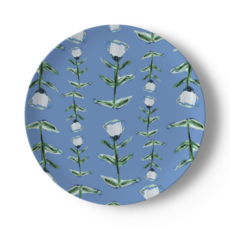 Blue Tulip Bone China Plate - Handmade to Order