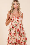 Layered Floral Sweetheart Neck Summer Maxi Dress