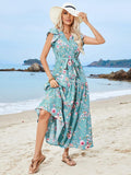 Ruffled Floral Midi Resort Dress