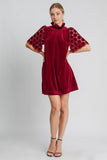 Lace Half Back Tie Velvet Cocktail Dress