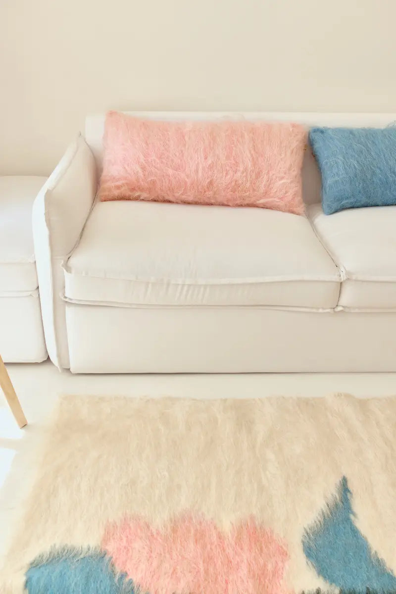 Pink Handwoven Wool Pillow – Brushed Texture from Ukraine Artisans