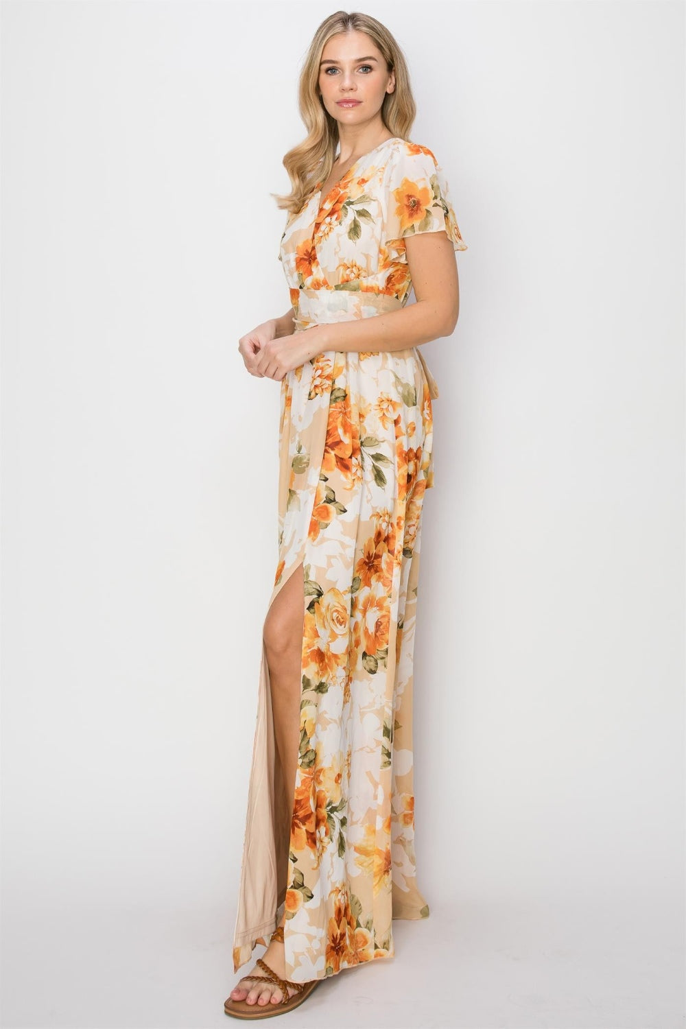 Floral Tie Back Summer Maxi Dress